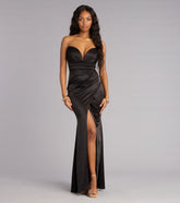 Gretchen Satin Plunge Mermaid Formal Dress
