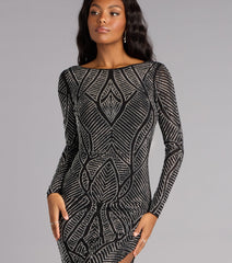 Lexis Glitter Crew Neck Slit Formal Dress