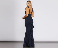 Karina Rhinestone Trim Formal Dress