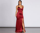 Chelsea Satin High Slit Dress