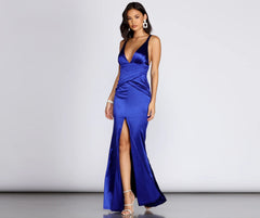 Violette Satin Sash Evening Gown