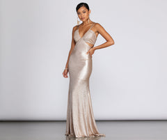 Rose Marie Metallic Formal Dress