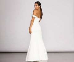 Theia Crepe Side Slit Gown