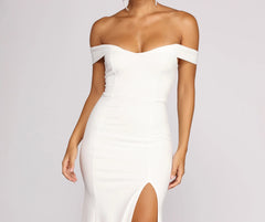 Theia Crepe Side Slit Gown