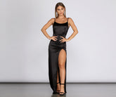 Dena High Slit Satin Formal Dress