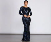 Teddi Sequin Long-Sleeve Gown