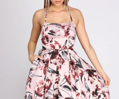 Tatum Satin Floral High Low Dress
