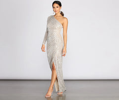 Sage One Shoulder Sequin Dress