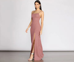 Aracely Glitter Crepe Mermaid Dress
