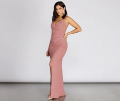 Stacia Glitter Crepe Formal Dress