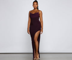 Inez Formal High Slit Ruched Dress