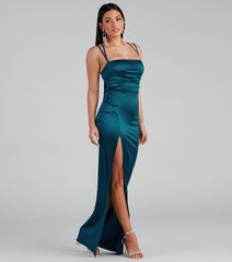 Selena High-Slit Satin Formal Dress
