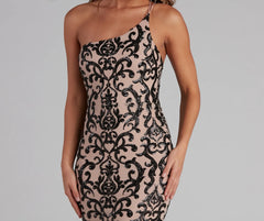 Jasmine One-Shoulder Sequin Mermaid Dress