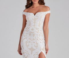 Kaylen Sequin Off-The-Shoulder Formal Dress