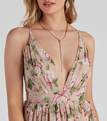 Veronica Formal Floral Chiffon A-Line Dress