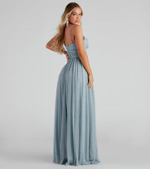 Adler Formal Metallic Sparkle A-Line Dress