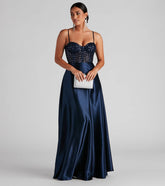 Brookelle Sequin Sweetheart Satin Formal Dress