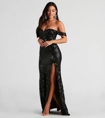Penelope Off-The-Shoulder Sequin Mermaid Dress