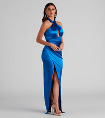 Kaylee Halter Satin Formal Dress