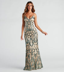 Natalie Sequin Scroll Formal Dress