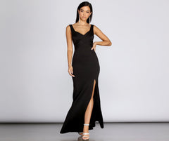 Eliza Formal Pleated Scuba Dress