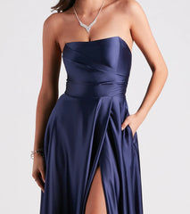 Briana Formal Satin Strapless A-Line Dress