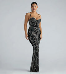 Mckenzie Formal Rhinestone Mesh Long Dress