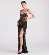 Mia Formal Rhinestone Bustier Long Dress