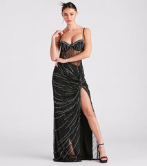 Mia Formal Rhinestone Bustier Long Dress