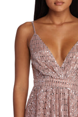 Rosealina Formal Metallic Double Slit Dress