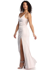 Kenzie High Slit Satin Dress