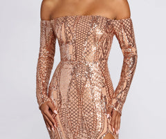 Becca Formal High Slit Sequin Dress