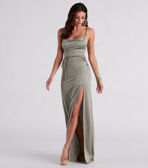 Courtney Tie-Front Satin Formal Dress
