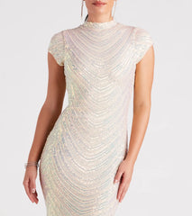 Justine Formal Sequin Mock Neck Mermaid Dress