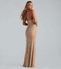 Caitlyn Formal Rhinestone Pearl Long Dress