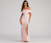 Coralie Off Shoulder Front Slit Dress