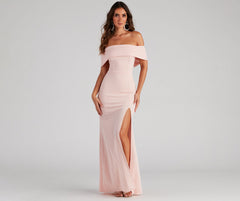 Coralie Off Shoulder Front Slit Dress