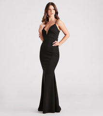 Cecelia Formal Crepe Plunge Mermaid Dress