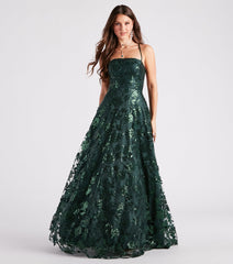 Cameron Sequin Embroidered A-Line Formal Dress