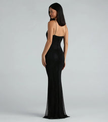 Izzy Formal Mesh Beaded Mermaid Long Dress