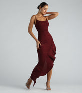 Kylie Formal Glitter Ruffle Long Dress