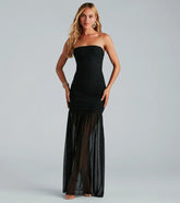 Shaliee Formal Mesh Strapless Mermaid Dress