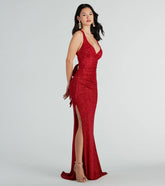 Kat Formal Glitter Lace-Up Column Dress