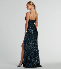 Tori Cowl Neck Mermaid Sequin Mesh Formal Dress