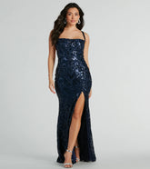 Moira Lace-Up Sequin Formal Dress
