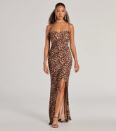 Velma Leopard Wrap Slit Mermaid Formal Dress