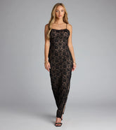 Pippa High-Slit Open Back Lace Dress