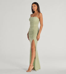 Annika Pearl And Rhinestone Ruched Mesh Mermaid Dress