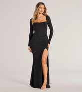 Audrina Glitter Knit Long Sleeve Column Dress
