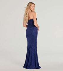 Lilly Sleeveless High-Slit Glitter Column Dress